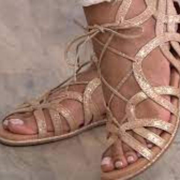 Gladiator Sandals Gold Leather 